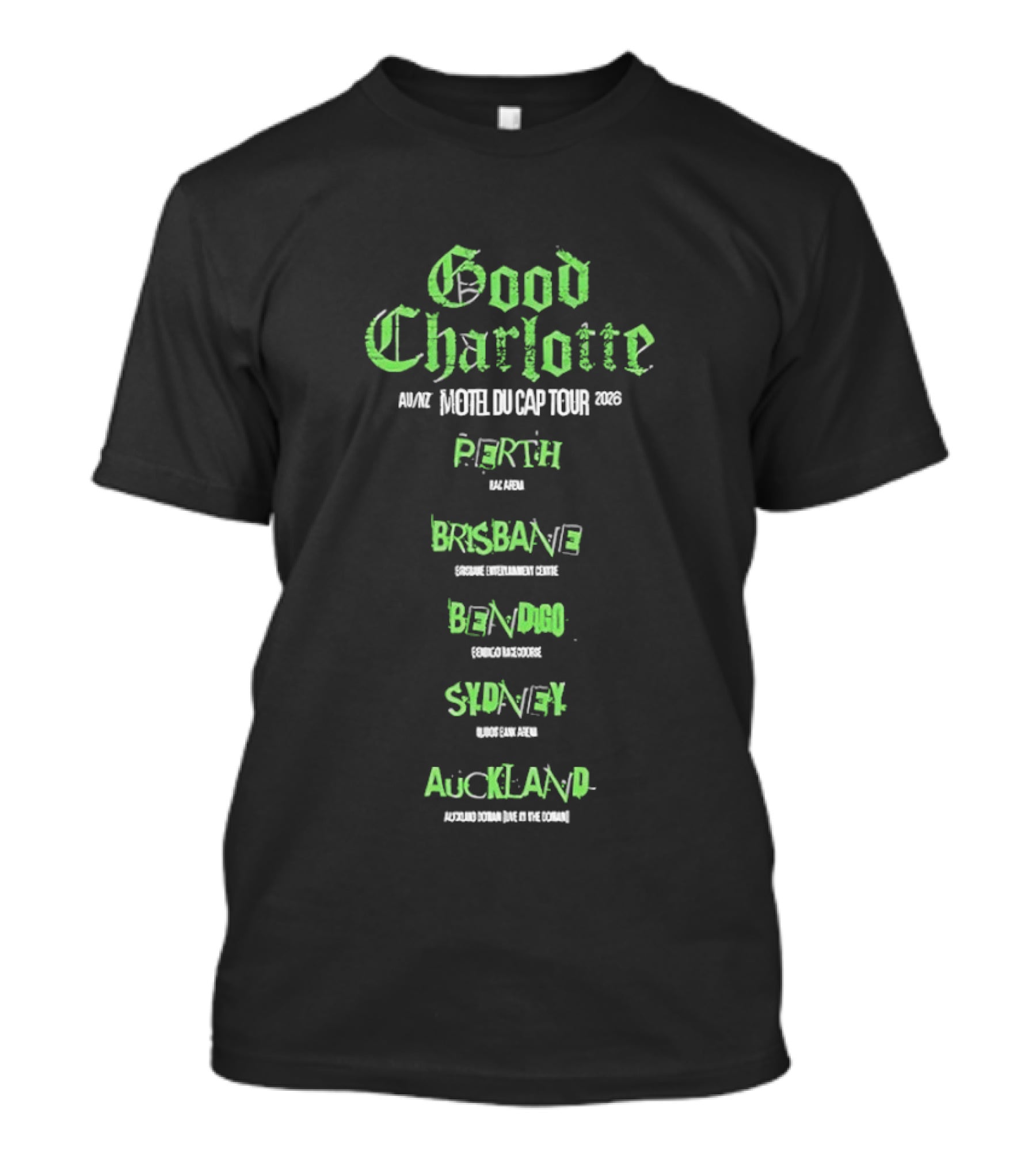 Good Charlotte Motel Du Cap Tour 2026 Perth Brisbane Bendigo Sydney Auckland T-Shirt