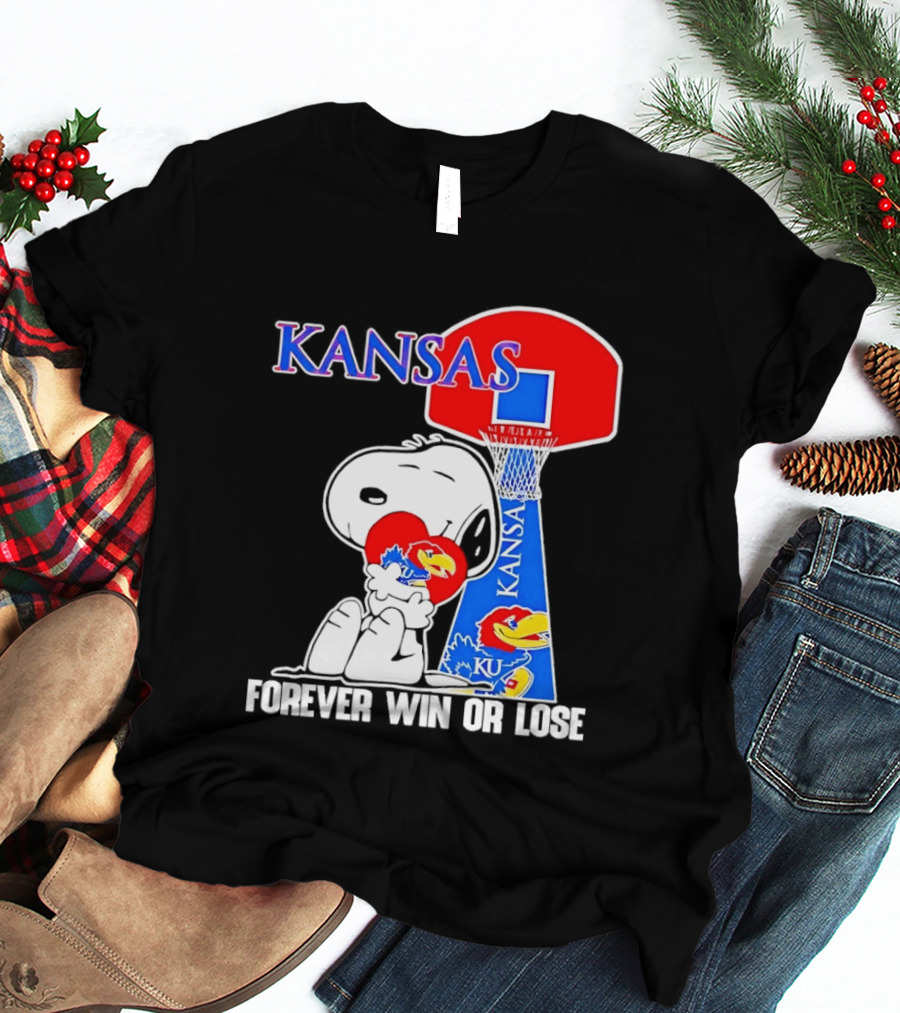 Kansas Jayhawks Basketball Snoopy Forever Win Or Lose T-Shirt