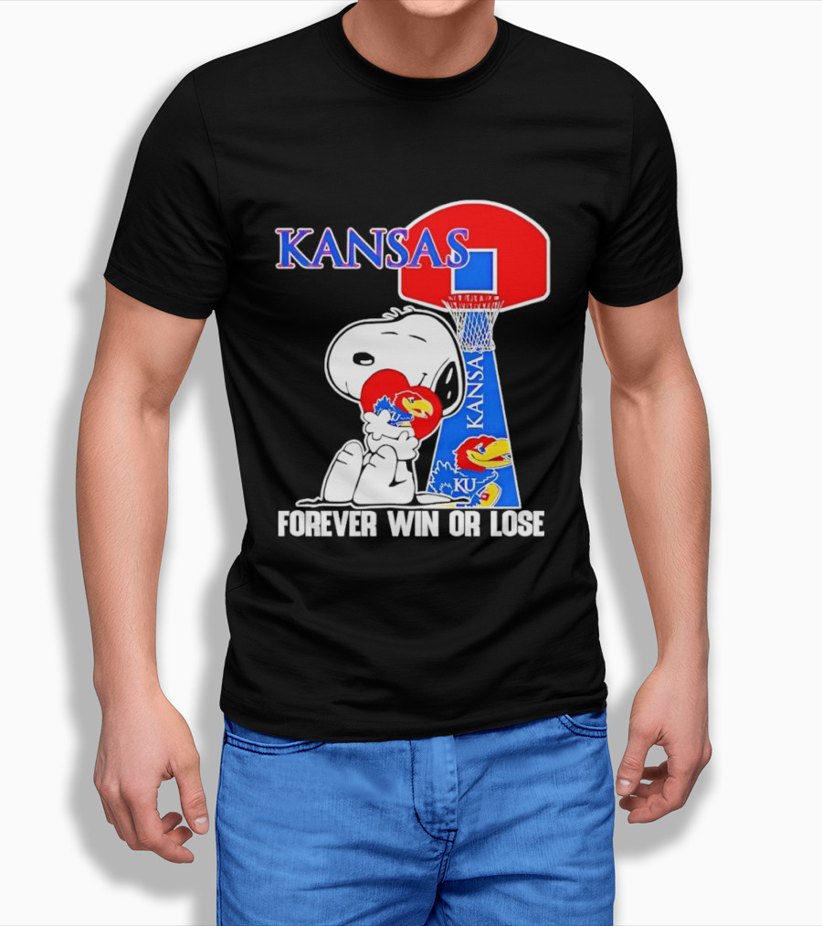 Kansas Jayhawks Basketball Snoopy Forever Win Or Lose T-Shirt