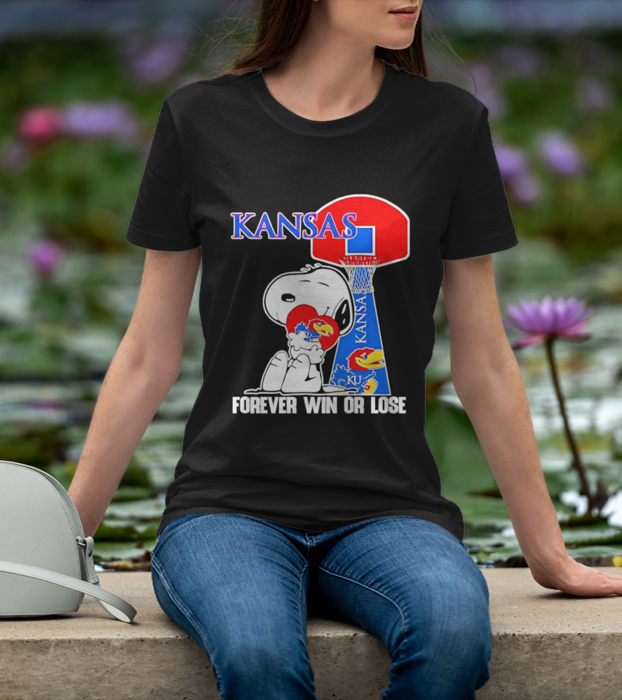 Kansas Jayhawks Basketball Snoopy Forever Win Or Lose T-Shirt