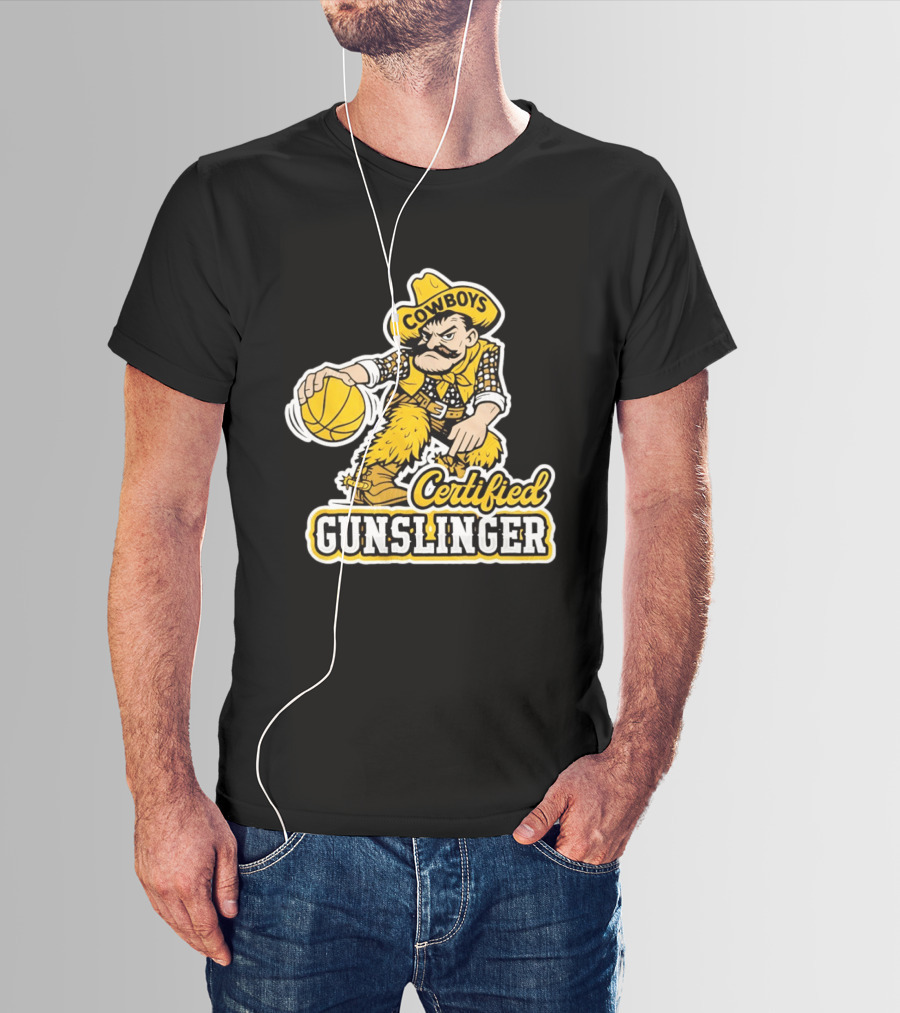 Pistol Pete Cowboys Certified Gunslinger Basketball T-Shirt
