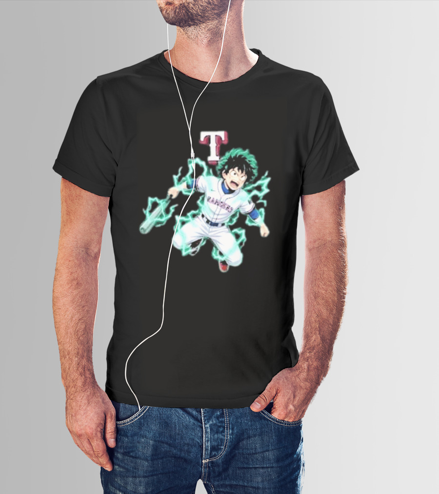Deku My Hero Academia 2026 Texas Rangers MLB Collaboration Anime T-Shirt
