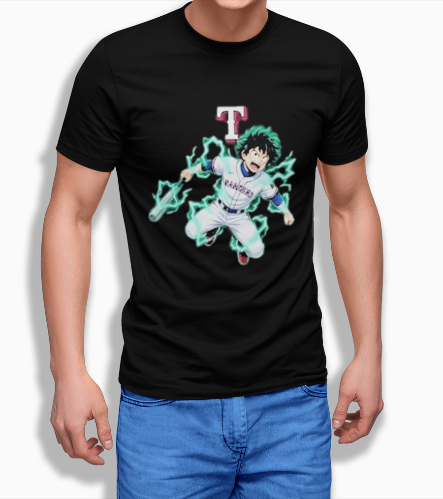 Deku My Hero Academia 2026 Texas Rangers MLB Collaboration Anime T-Shirt