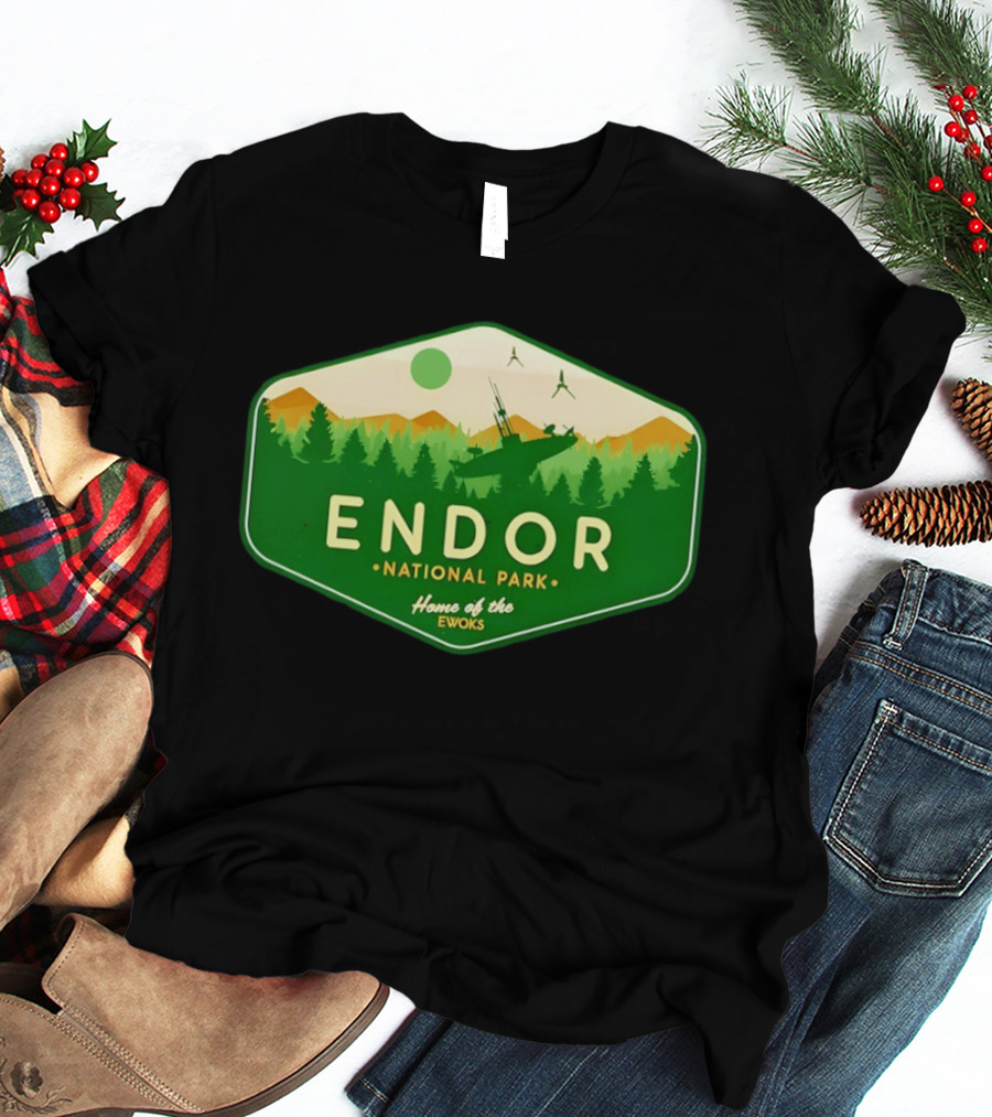 Endor National Park Home Of The Ewoks Forest Landscape Spaceships T-Shirt