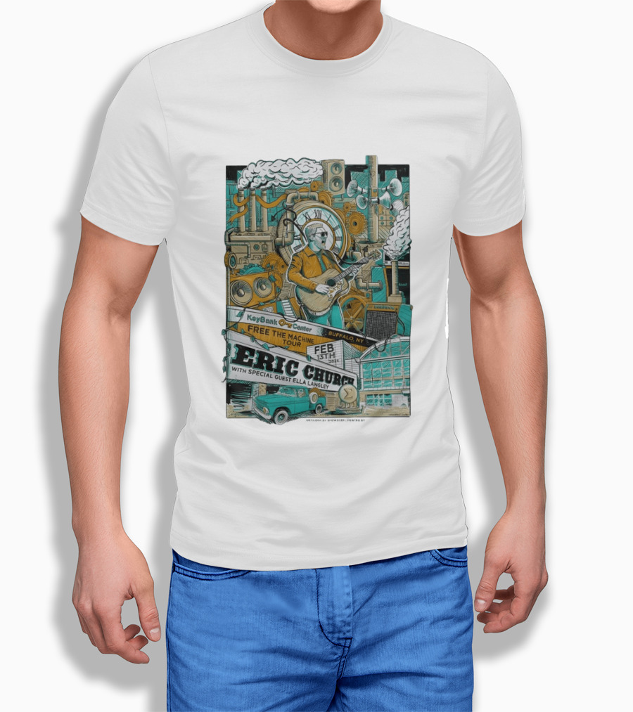 Eric Church Free The Machine Tour 2026 KeyBank Center Buffalo NY Feb 13 With Special Guest Ella Langley T-Shirt