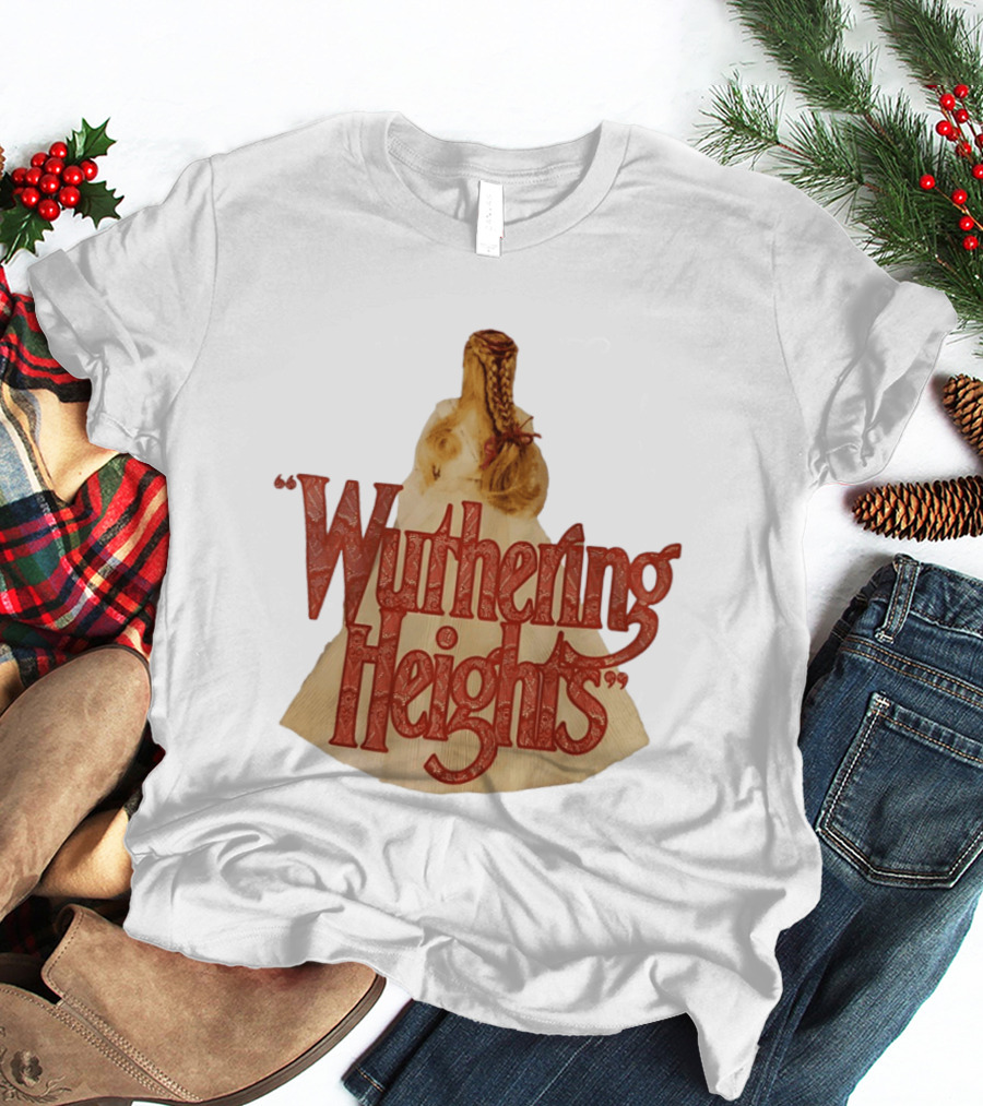 Wuthering Heights Red Text Victorian Woman Braided Hair T-Shirt