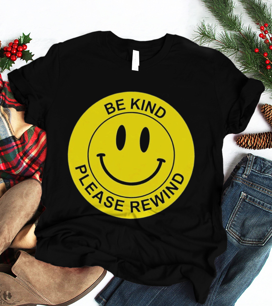 Be Kind Please Rewind Smiley Face Nostalgic Reminder T-Shirt