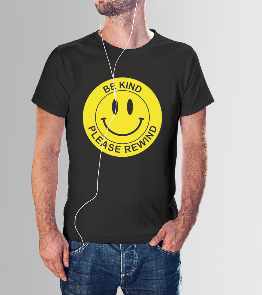 Be Kind Please Rewind Smiley Face Nostalgic Reminder T-Shirt