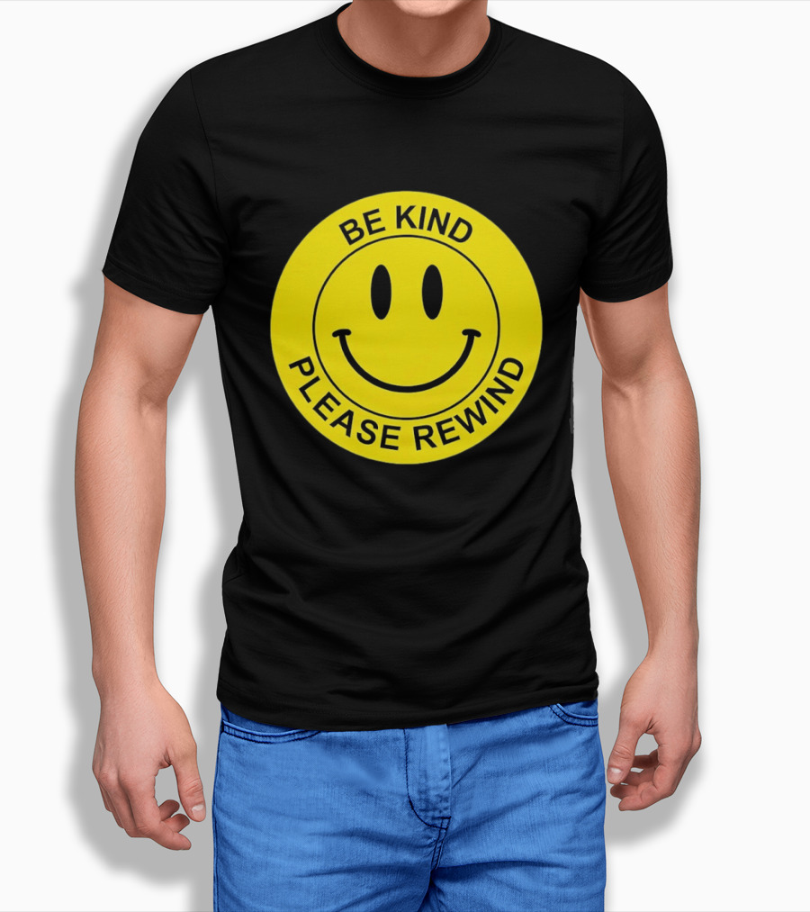 Be Kind Please Rewind Smiley Face Nostalgic Reminder T-Shirt