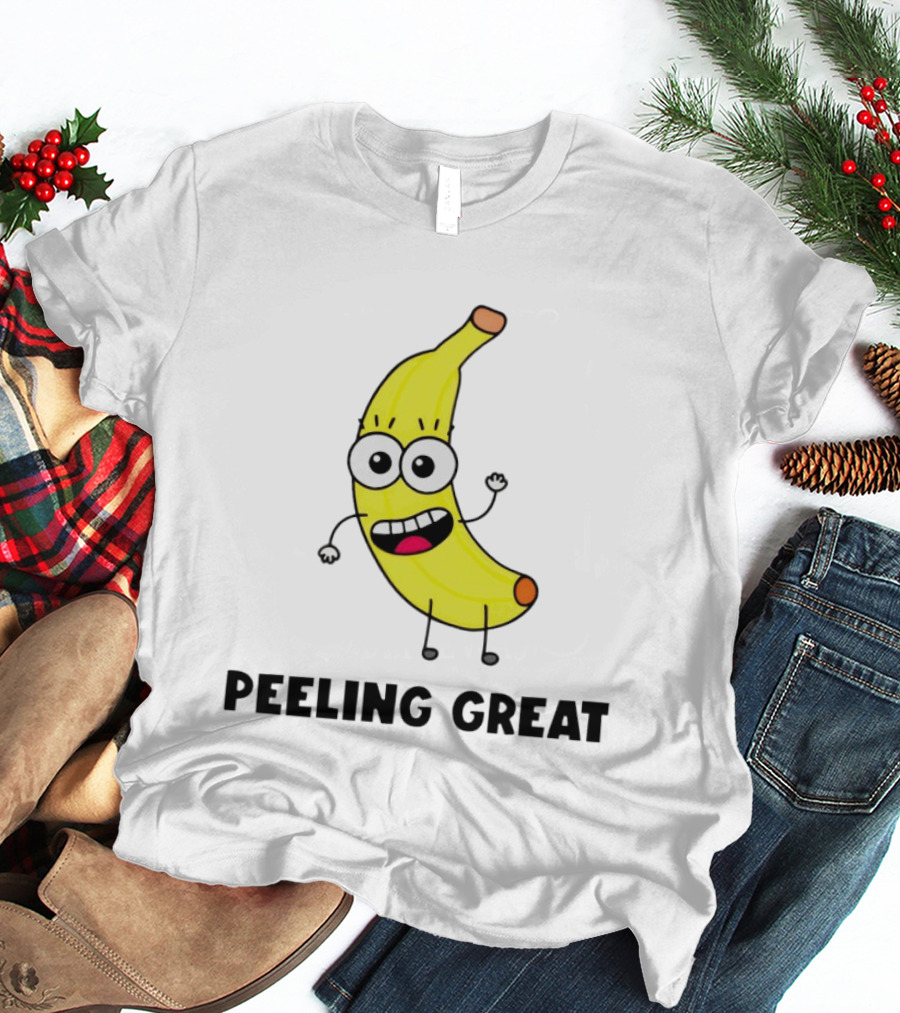 Peeling Great Banana Cartoon Character Fun Expression T-Shirt
