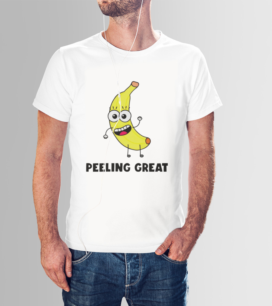 Peeling Great Banana Cartoon Character Fun Expression T-Shirt