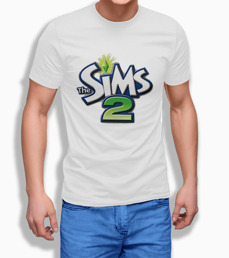 The Sims 2 Iconic Green Plumbob Logo With Classic Blue And Green T-Shirt