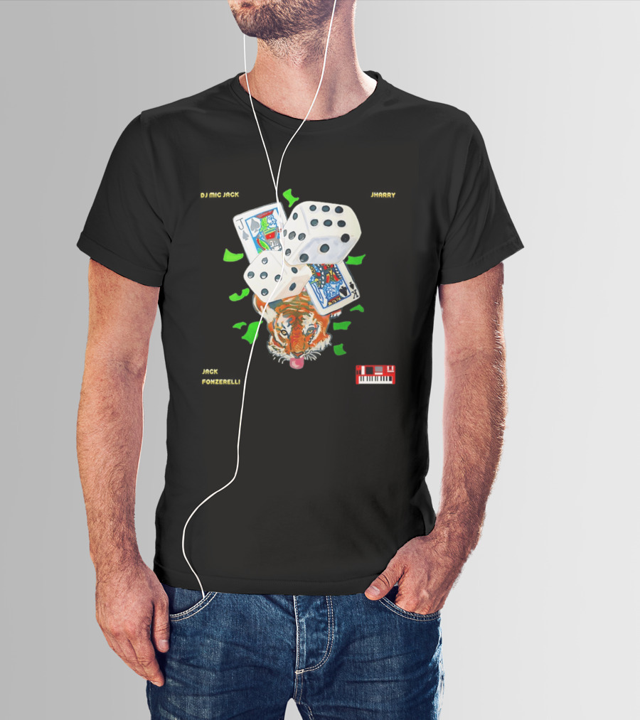 Jack Fonzerelli Volume One DJ Mic Jack JHarry Dice Cards Tiger Keyboard T-Shirt