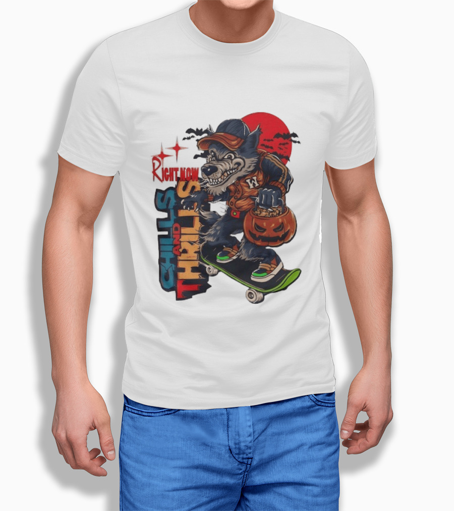 Michigan Wolverines Right Now Chills And Thrills Halloween Skateboarding Pumpkin T-Shirt