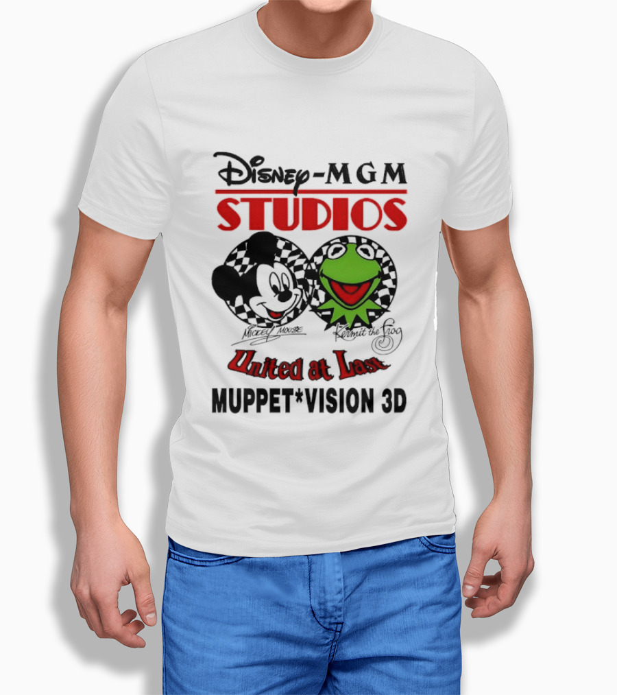 Disney MGM Studios United At Last Mickey Mouse Kermit The Frog Muppet Vision 3D T-Shirt
