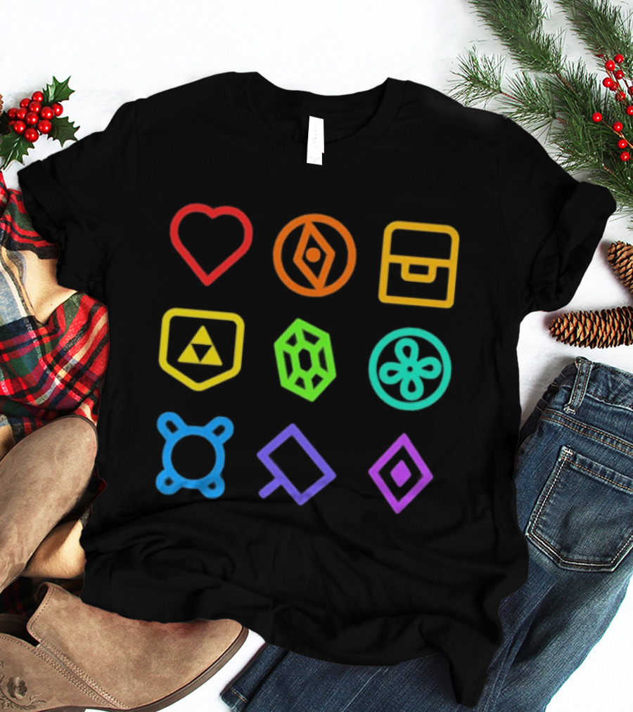 Zeldathon Triforce Heart Compass Chest Neon T-Shirt