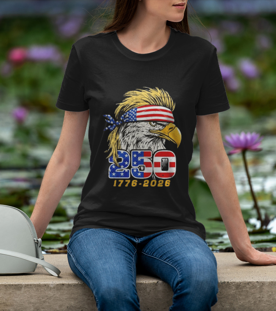 Eagle 250 Mullet Edition 1776 2026 US Flag Bandana Anniversary T-Shirt