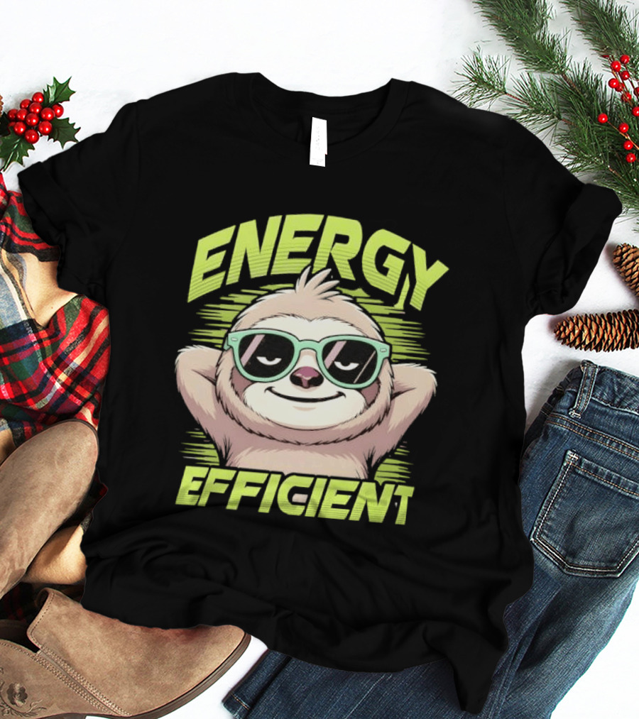 Energy Efficient Relaxed Sloth With Sunglasses T-Shirt