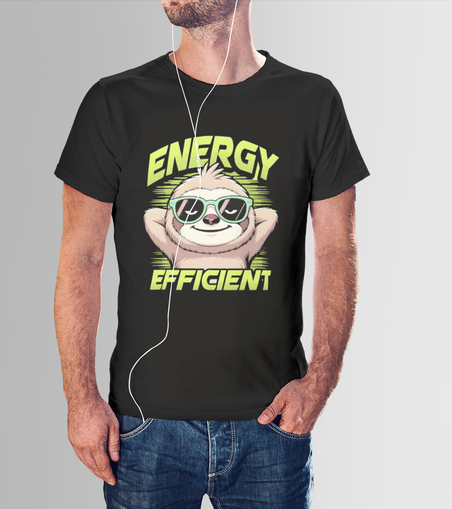Energy Efficient Relaxed Sloth With Sunglasses T-Shirt