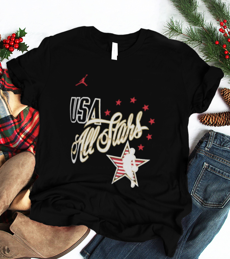 USA All Stars Basketball Team Icon With Red Star T-Shirt