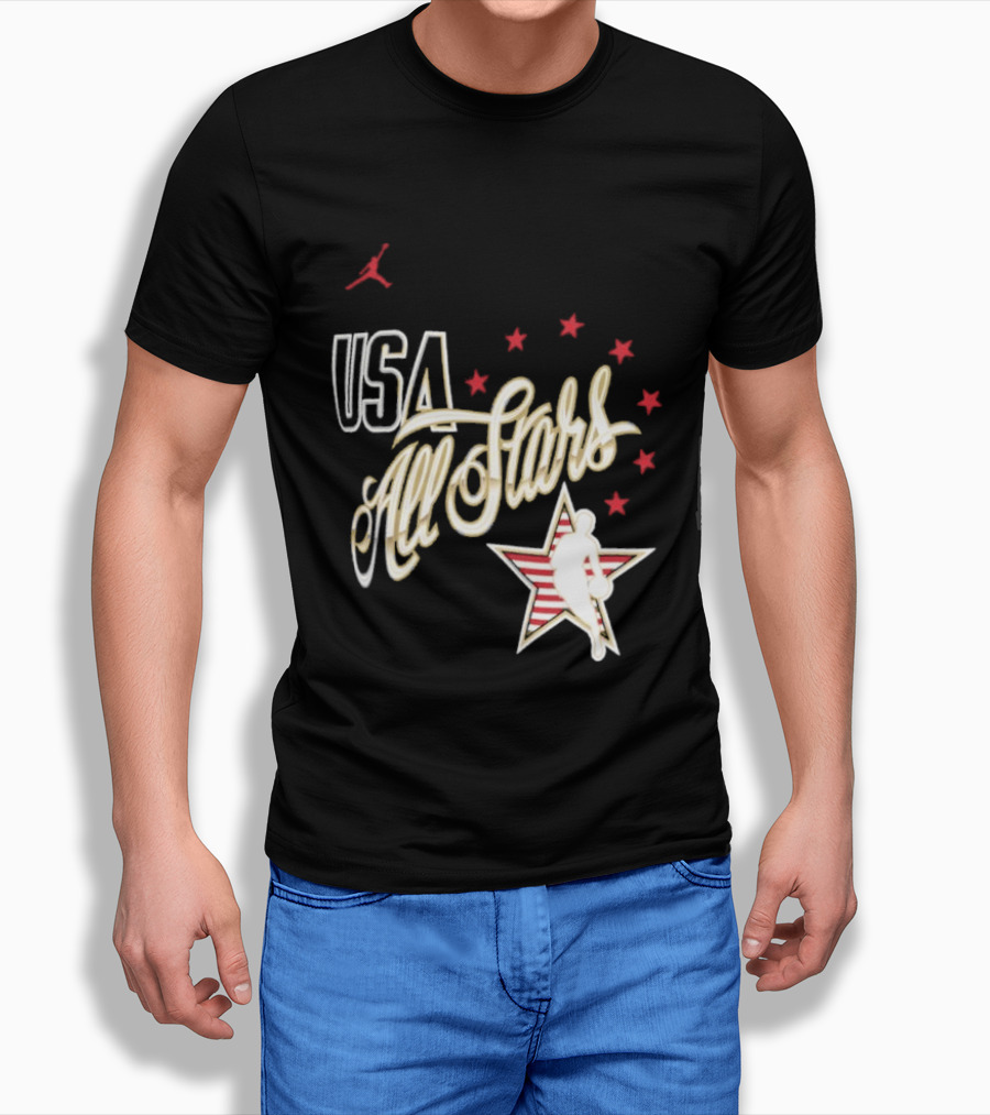 USA All Stars Basketball Team Icon With Red Star T-Shirt