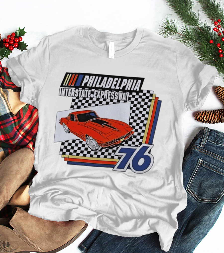 Philadelphia Interstate Expressway 76 Red Sports Car Racing T-Shirt
