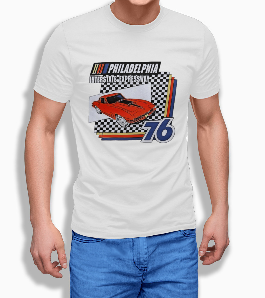 Philadelphia Interstate Expressway 76 Red Sports Car Racing T-Shirt