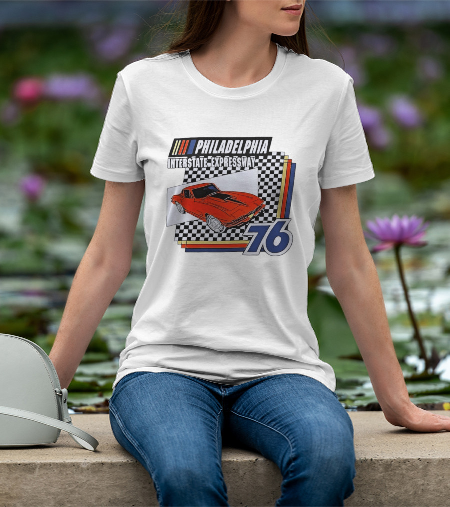 Philadelphia Interstate Expressway 76 Red Sports Car Racing T-Shirt