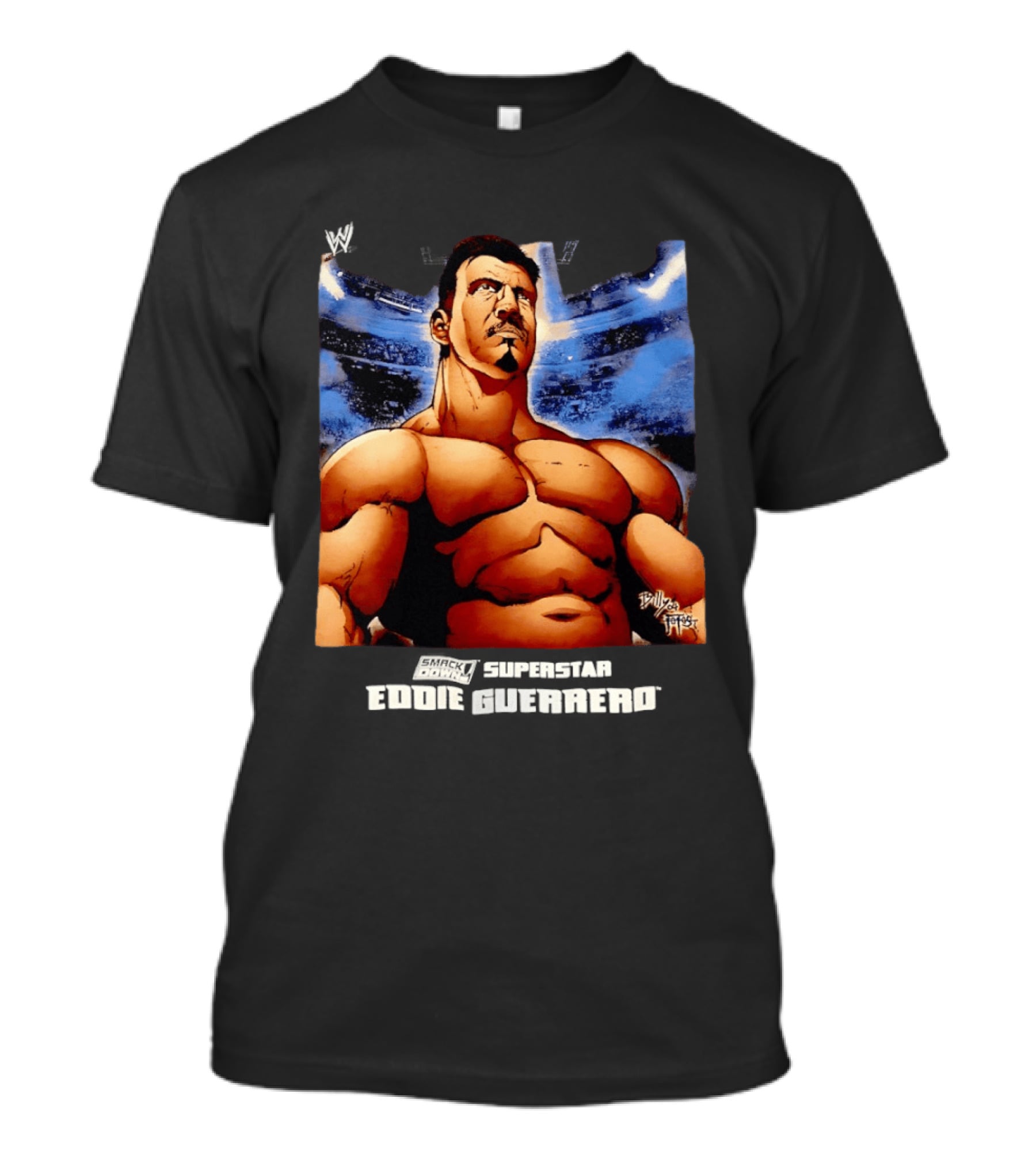 Eddie Guerrero WWE Superstar Bold Cartoon Illustration By Artist Billy Martinez T-Shirt
