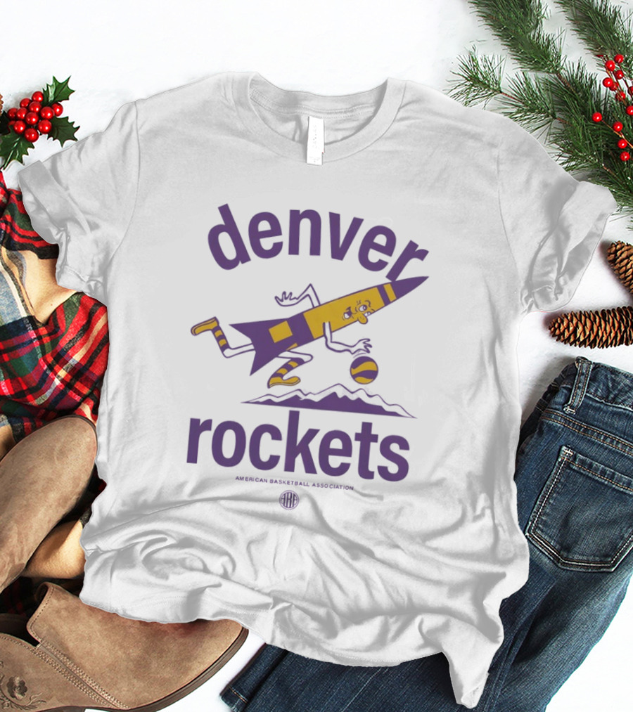 Denver Rockets Dribbling Rocket ABA Basketball Vintage Retro Denver Rockies T-Shirt