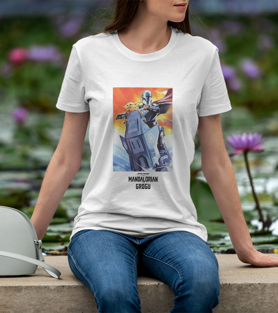 Star Wars The Mandalorian Grogu Riding Speeder Bike Adventure T-Shirt