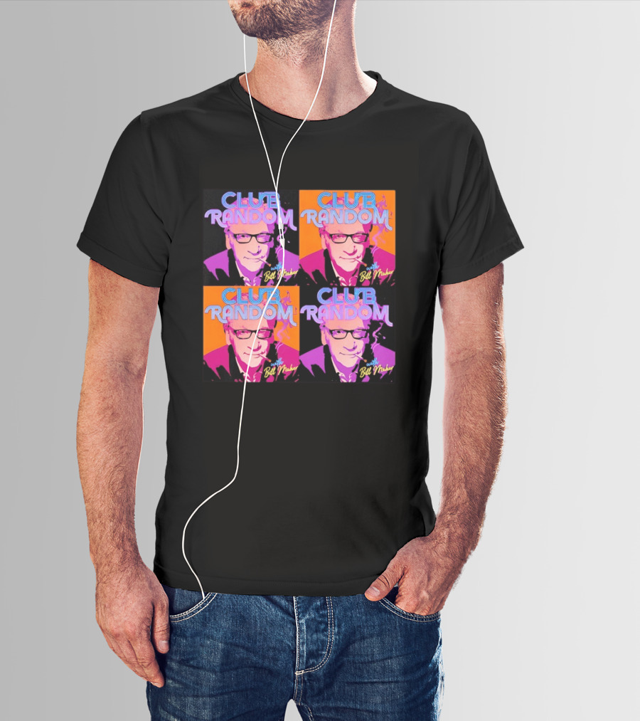 CLUB RANDOM With Bill Maher Pop Art Style Quad Image T-Shirt