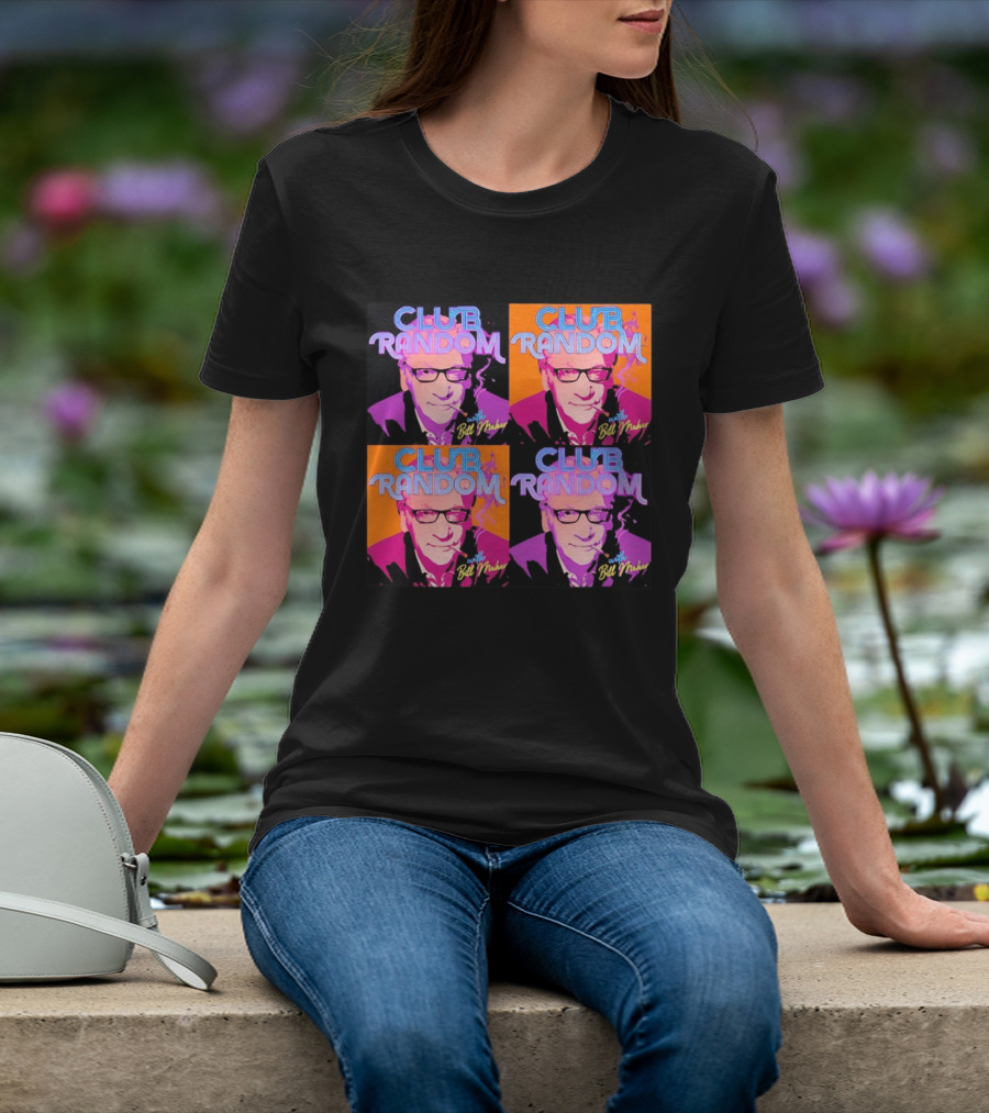 CLUB RANDOM With Bill Maher Pop Art Style Quad Image T-Shirt