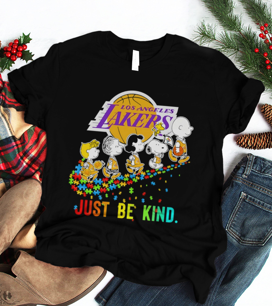 Los Angeles Lakers Peanuts Snoopy Friends Abbey Road Just Be Kind T-Shirt