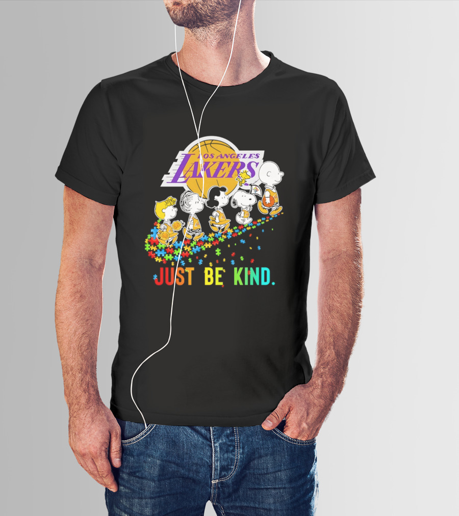 Los Angeles Lakers Peanuts Snoopy Friends Abbey Road Just Be Kind T-Shirt