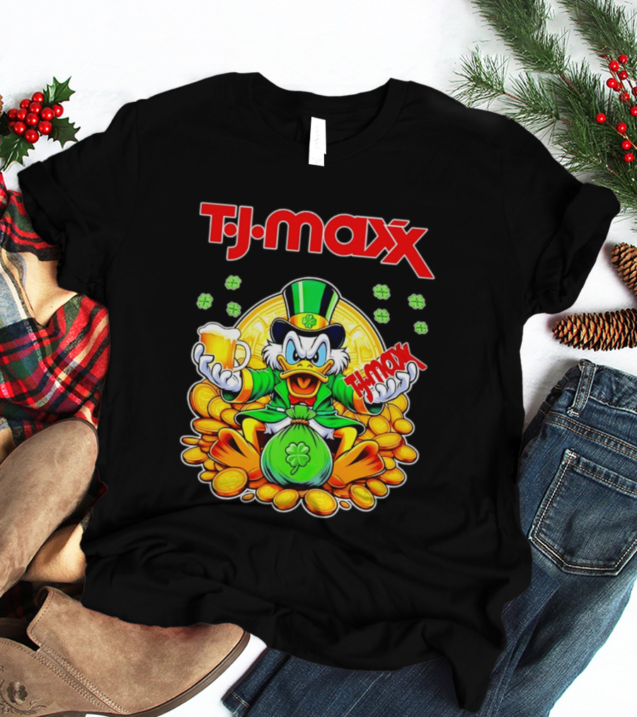 TJ Maxx Scrooge McDuck St Patricks Day Coins Beer T-Shirt