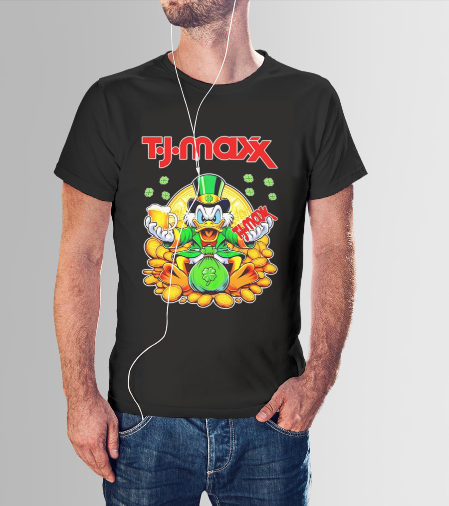 TJ Maxx Scrooge McDuck St Patricks Day Coins Beer T-Shirt