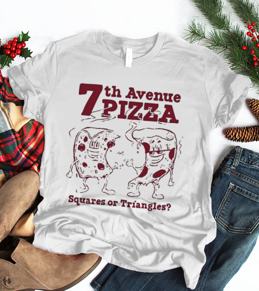 7th Avenue Pizza Squares Or Triangles Fun Debate T-Shirt