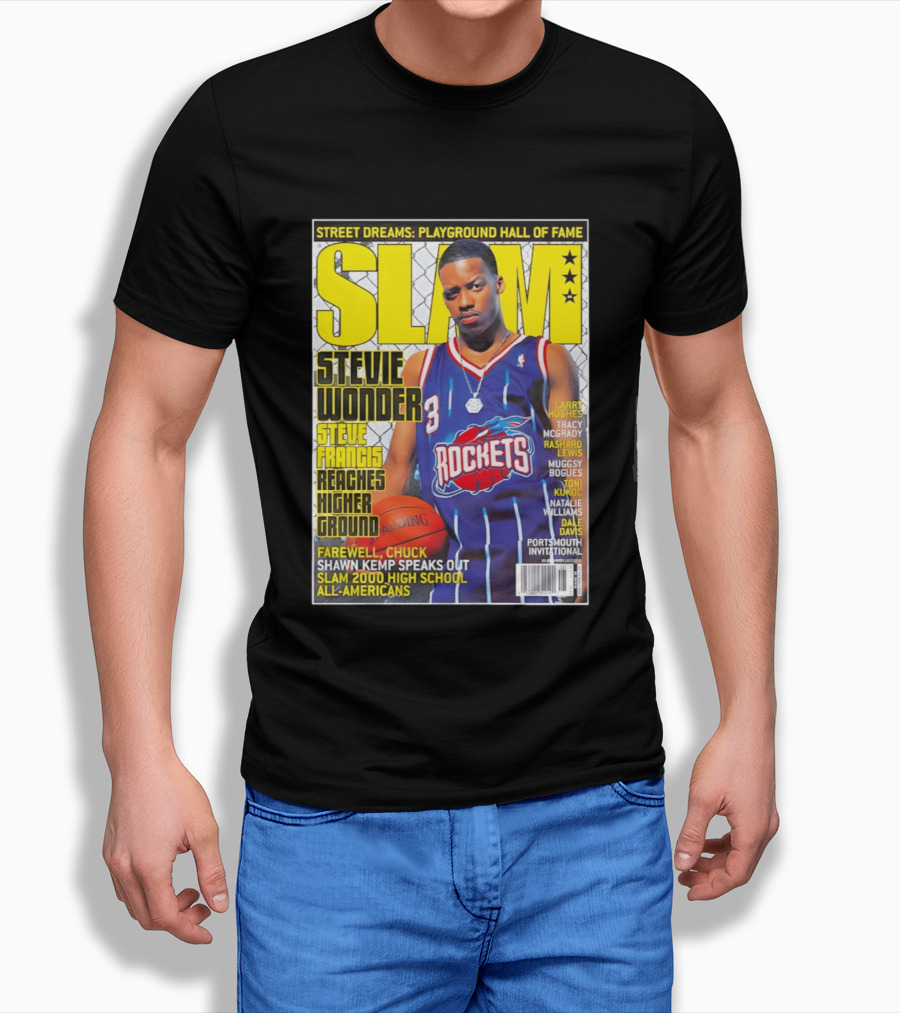SLAM Stevie Wonder Steve Francis Reaches Higher Ground Rockets Basketball T-Shirt