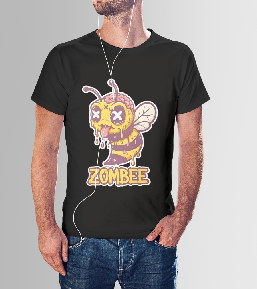 Zombee Dripping Brain Honey Zombie Insect Pun T-Shirt