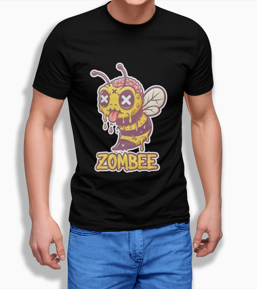 Zombee Dripping Brain Honey Zombie Insect Pun T-Shirt