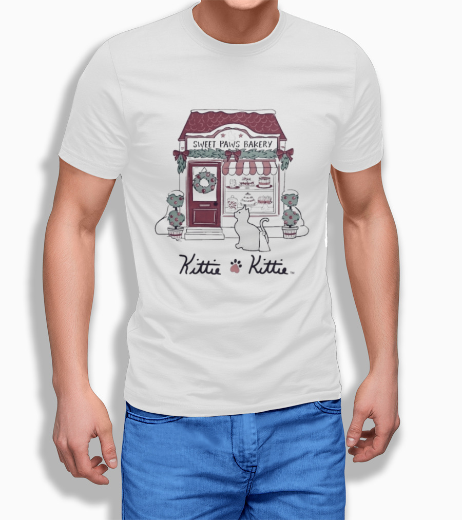 Sweet Paws Bakery Festive Holiday Kittie Kittie Christmas T-Shirt
