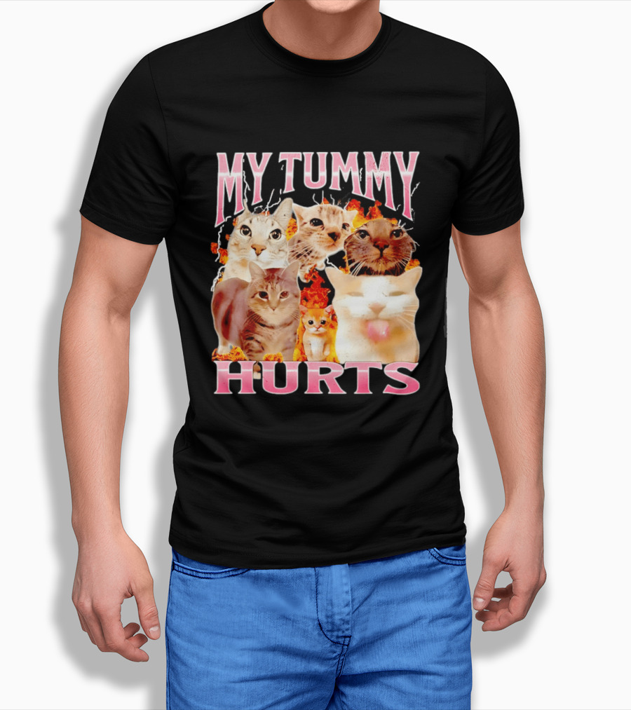 My Tummy Hurts Funny Cat Compilation T-Shirt
