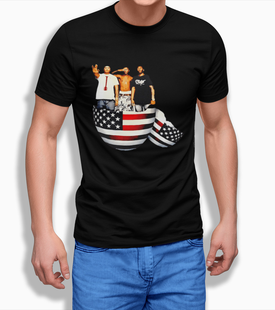 Pharrell Williams Chad Hugo Shae Haley USA Flag Egg Superimposed Image T-Shirt