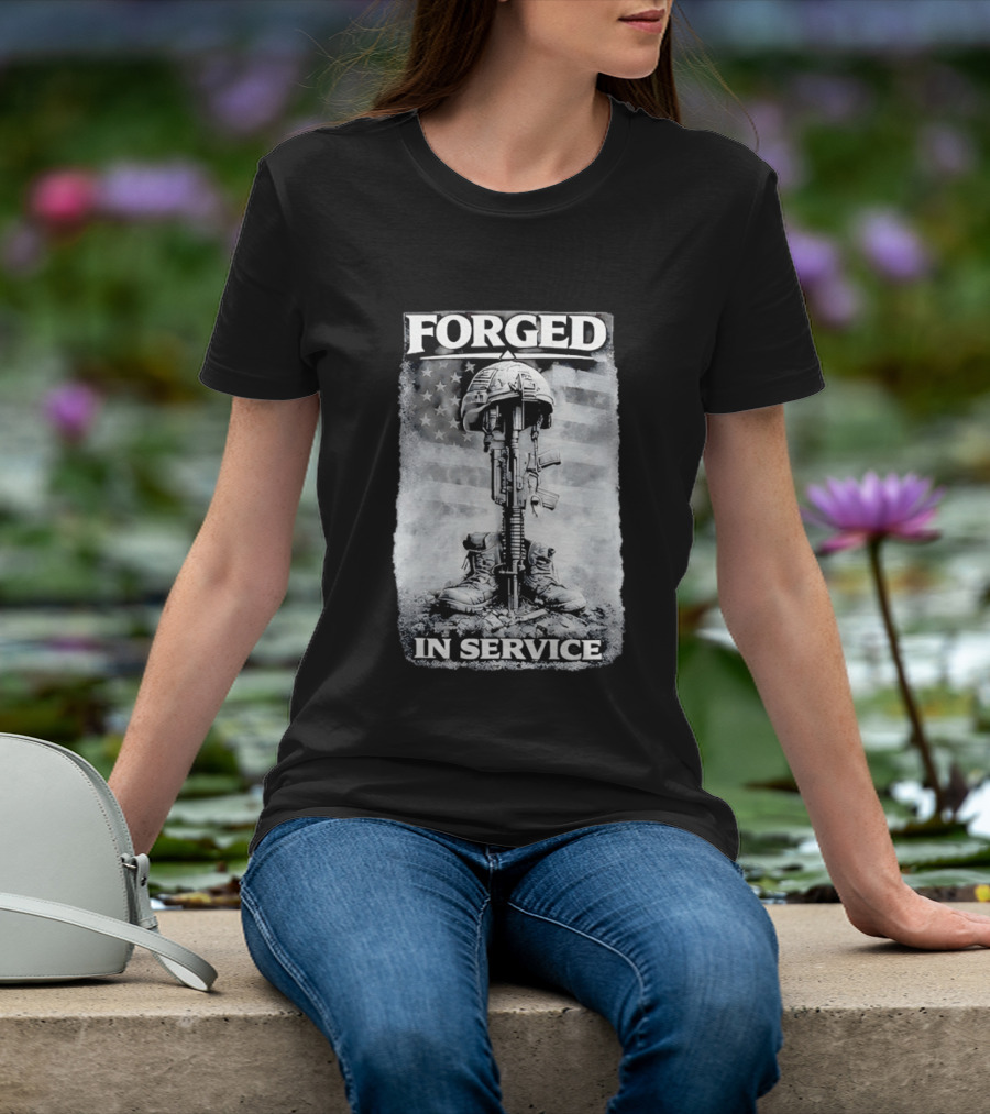 Forged In Service USA American Flag Military T-Shirt