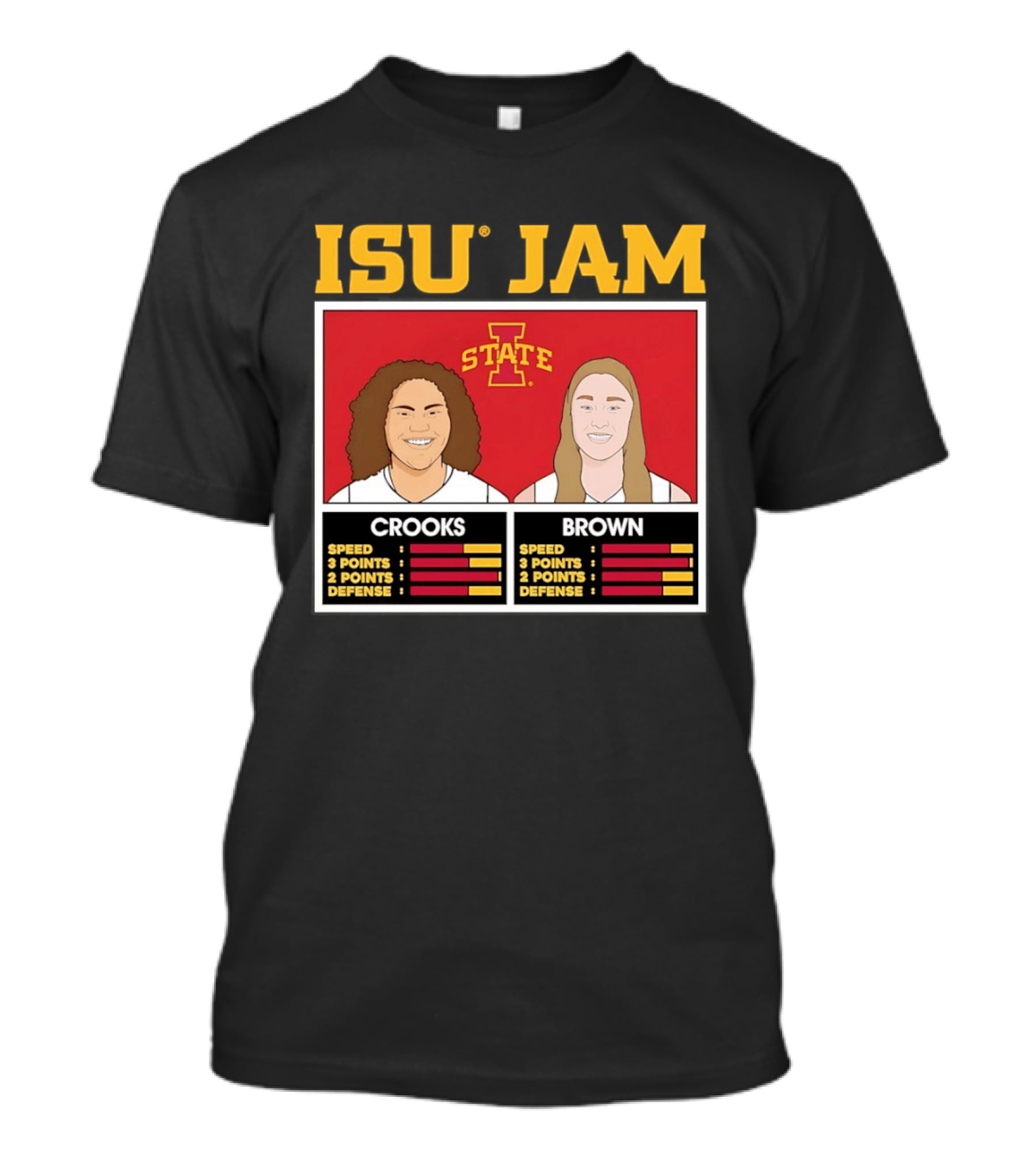 ISU Jam Iowa State Crooks Brown Basketball Stats T-Shirt