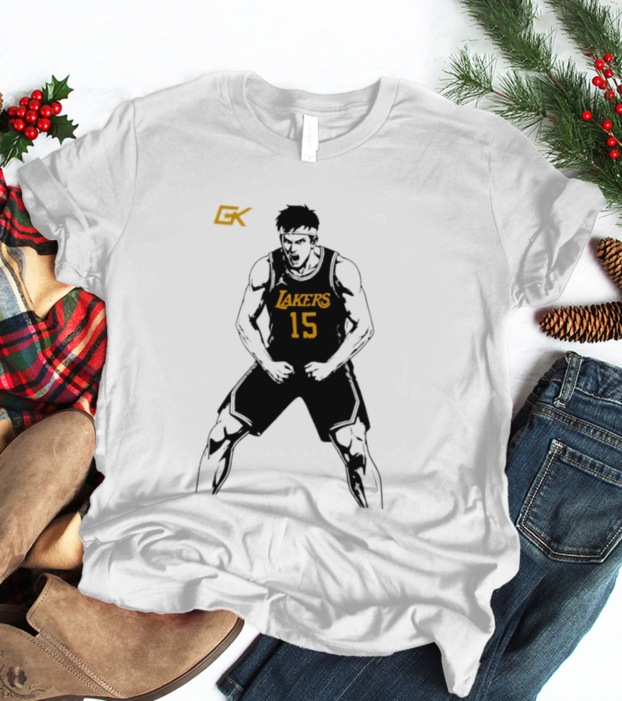 Austin Reaves 15 Lakers Cartoon Basketball Pose T-Shirt