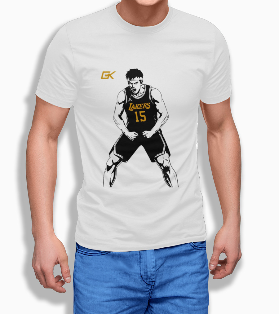 Austin Reaves 15 Lakers Cartoon Basketball Pose T-Shirt