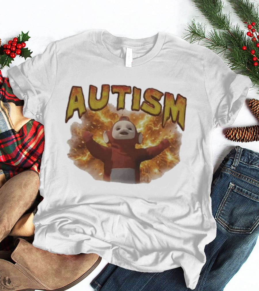 Autism Teletubbies Character With Fiery T-Shirt