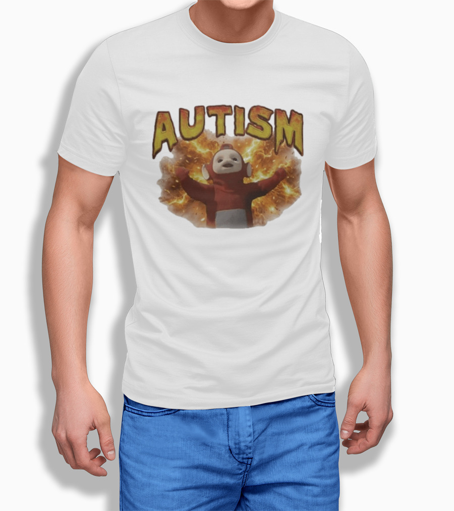 Autism Teletubbies Character With Fiery T-Shirt
